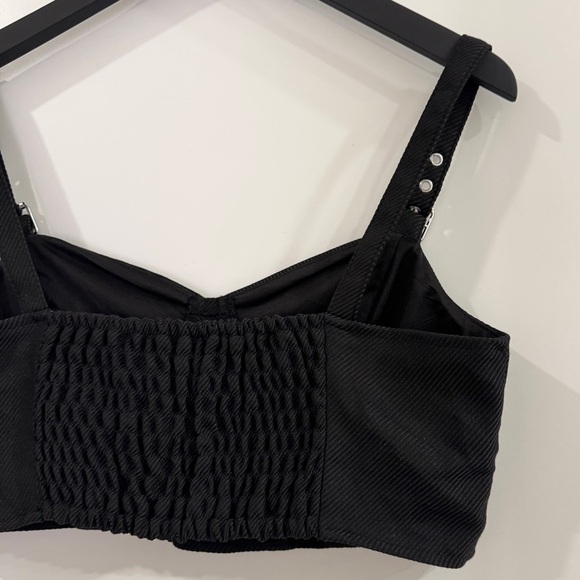 H&M Divided Black/Grey Buckle Strap Bustier Crop Top size Large - Picture 7 of 9